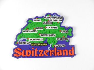 SCHWEIZ Landkarte, Magnet Souvenir Rubber Weichgummi,Neu,10 cm