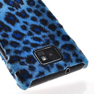 Fell Plüsch Blau Leopard hard Tasche Case Hülle Schutz Samsung I9100