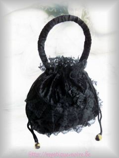 Kleine Viktorianische Spitzen Tasche schwarz ober bordeaux Gothic Samt