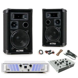 1200W PA Disco Partyanlage Boxen Lautsprecher Verstärker Mixer