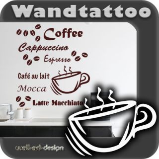 S270 Wandtattoo Wandaufkleber KAFFEE COFFEE CAFE Tasse Wandbild Küche