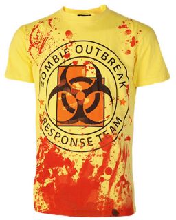 Darkside Zombie Response Team Yellow T Shirt Top Punk Rock Gothic