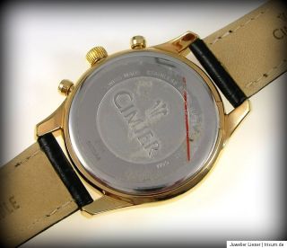 Uhr CIMIER Edelstahl vergoldet Saphirglas hellesZiffernbl Chronograph