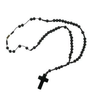 Rosenkranz Halskette aus Holz, schwarz, mit Verschluß, Länge ca. 32