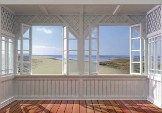 Fototapete BAY VIEW 388x270 California Beach Haus Strandhaus Fenster