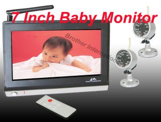 4GHz Wireless 2 pcs Cameras 7 inch LCD Baby Monitor Remote Control