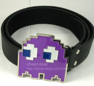From Pac man Ghost Purple Buckle Genuine Leather Belt