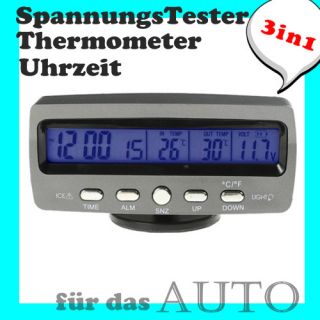 Auto Uhr Digital Thermometer Spannung Gauge Eiswarn NEU