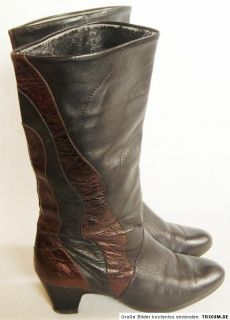 Vintage Stiefel Leder Schwarz 38 Boots 80er Bronze