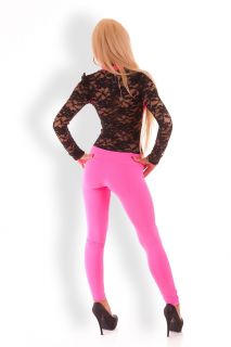 Celebrity Neon Stretch Catsuit Overall Spitze schwarz pink 36/38 S/M