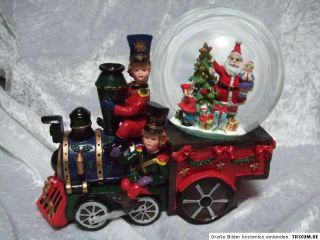 Weihnachten XXL Spieluhr Schneekugel Lokomotive Weihnachtsmann