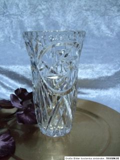 Große schwere hohe Kristall Vase Blumenvase mit Schliff