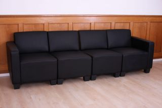 Modular 4 Sitzer Sofa Couch Lyon, Kunstleder creme rot schwarz