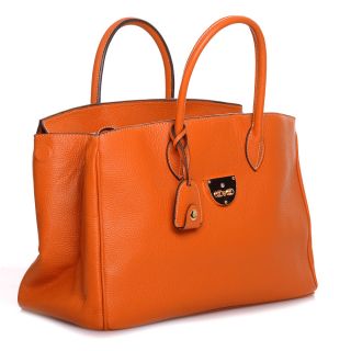ROUVEN Orange & Gold JANE 40 Tote Bag Kalbleder Damen Tasche
