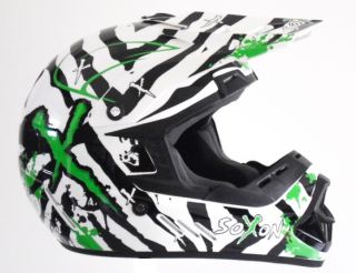 SOXON CX 318 Cross Enduro Quad Helm Motorradhelm Crosshelm weis grün