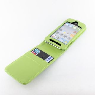 GREEN LEATHER FLIP CASE COVER For IPOD TOUCH 4THGEN 4G