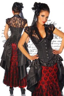 Kleid lang Gothic Gotik echte Korsett Kleid Satin 3 lagigen