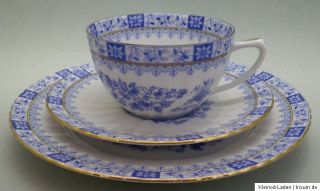 3tlg Kaffee Tee Gedeck Tasse Kuchenteller Porzellan Bavaria China Blau