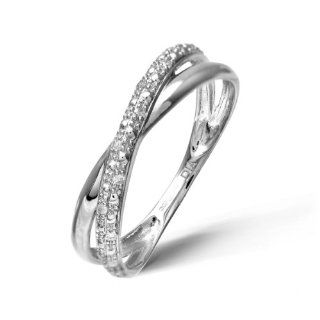 Damen Ring 9 Karat (375) Weißgold Diamant Gr. 52 (16.6) PR10176W L