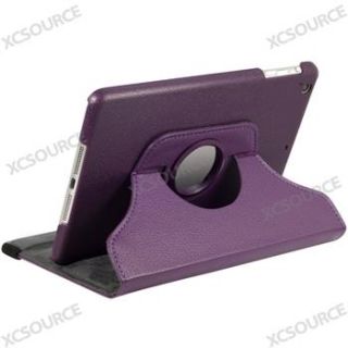 360 Rotating Purple Leather Case Cover Pouch Stand for iPad Mini