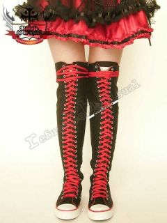 186 shoe lace THIGH HIGH TOP CHUCK CONVERSE BOOTS RED