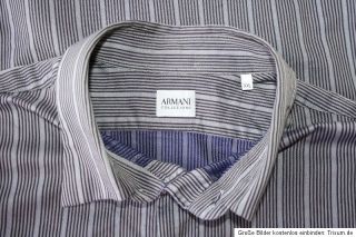 ARMANI Collezioni Hemd Shirt XL/XXL Streifen grau TOP