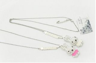 Gk4511 New Fashion Jewelry Womens Crystal Rabbit Necklace Chain pink