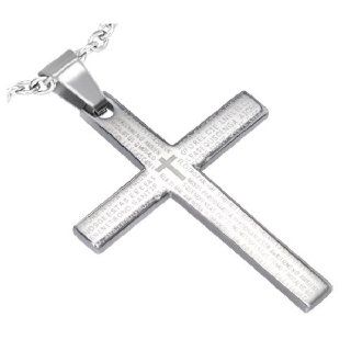 Cored Unisex Anhänger Edelstahl Kreuz mit Inschrift ohne Kette E12