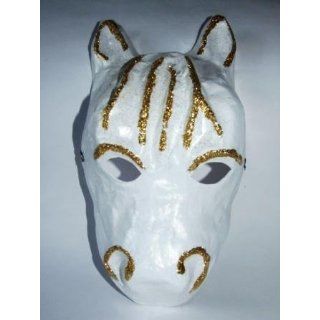 Maske Pegasus Pappe weiß/gold Handbearbeitet Spielzeug