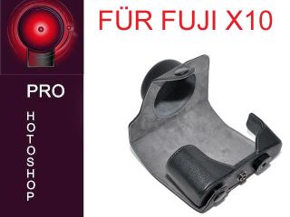 Exklusive Ledertasche für Fuji Finepix X10  inklusive Echtglasschutz