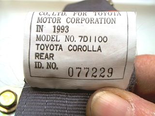 Toyota Corolla (E10) Sicherheitsgurt h.r.1,3 ltr. 16V Bj.06/93