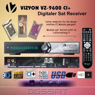 Vizyon VZ 9600 CI+ HD Sat Receiver PVR USB HDTV 3D Digitürk D Smart