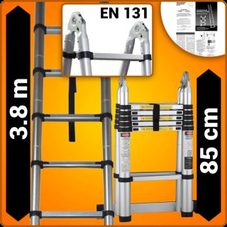 ALU 380cm Leiter Teleskopleiter Anlegeleiter Klappleiter