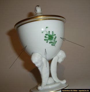 Porzellan Pokal / Deckeldose   Apponyi Grün   Herend