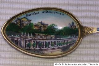 Andenkenlöffel Silber 800 Jugendstil um 1900 emailliert Karlsbad