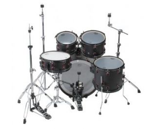 MES Black Fusion Drumset, satin black/red Schlagzeug Shellset