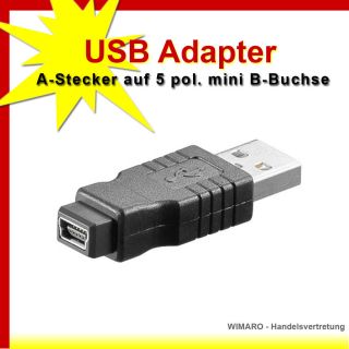 NEU* Adapter USB A Stecker auf 5pol. mini USB B Buchse