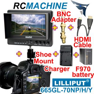 Lilliput 7665GL 70NP/H/Y HDMI Monitor+6600mAh battery+hot shoe stand