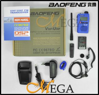 BAOFENG UV 3R_Mark II (Blue) Dual Frequency Display Radio + Earp