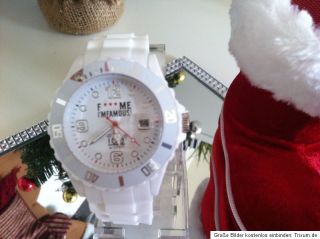 Trend Armbanduhr weiss Silikon Uhr Damen Herren Ice Design Style Watch