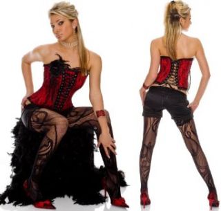 Trägerlose Corsage Moulin Rouge, Schwarz   Rot Gr. 34 36, 38 40