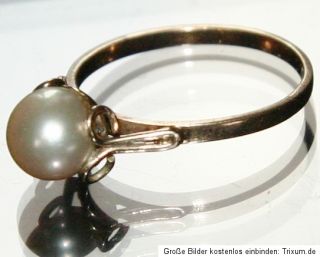 Altes Gold Bruchgold 585er Goldring Perle 2,2 g Perlenring Ring alt