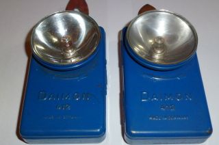 Daimon 412 Made in Germany Blau Alte Taschenlampe 2 Stück