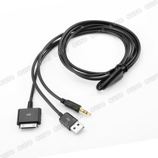 USB AUX Auto Audio Datenkabel Ladekabel Kabel 3,5mm Klinke f. iPhone 4