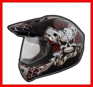 Ls2 Enduro Helm MX433.3 PISTON HEAD Schwarz glänzend mit Visier Gr. L