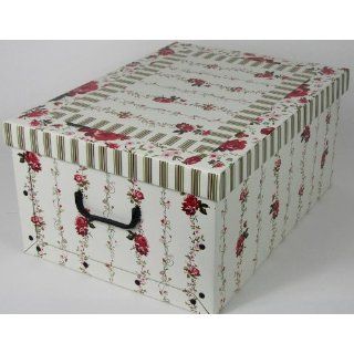 Aufbewahrungs Box Karton 51x37x24 cm Blumenranken creme 