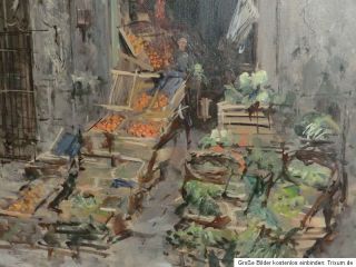 Ölgemälde Impressionist Italien Obstverkäufer Cesare ANDRI (XX