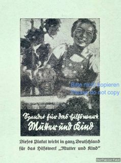 Hilfswerk Mutter und Kind Reklame Aufruf 1935 Kinderlandverschickung