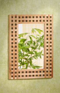 Wandspiegel, 50x70, Gitterdesign, Walnuss Holz Spiegel