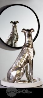 Skulptur Windhund sitzend 60 cm Antik Silber